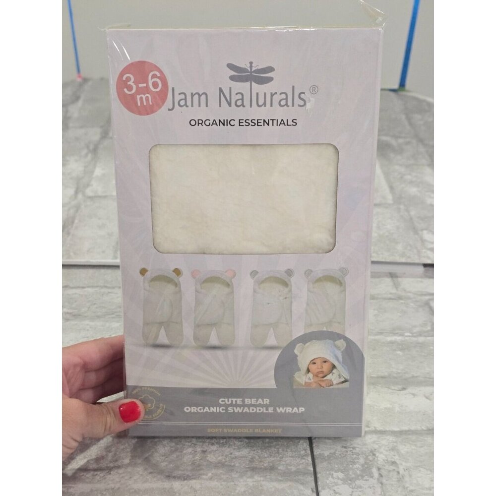Jam Naturals Baby Swaddle‎ Blanket Cute Bear Organic Receiving Wrap 3-6 Months